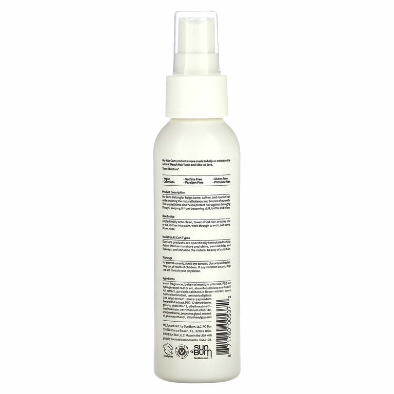 Sun Bum, Detangler, для всех типов локонов, 118 мл (4 жидк. унц.)