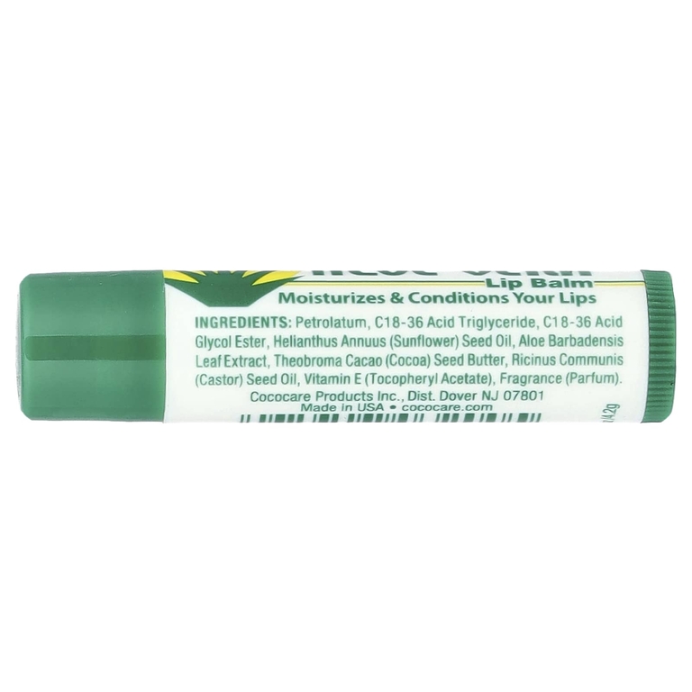 Cococare, Бальзам для губ с алоэ вера, 4,2 г (0,15 унции)