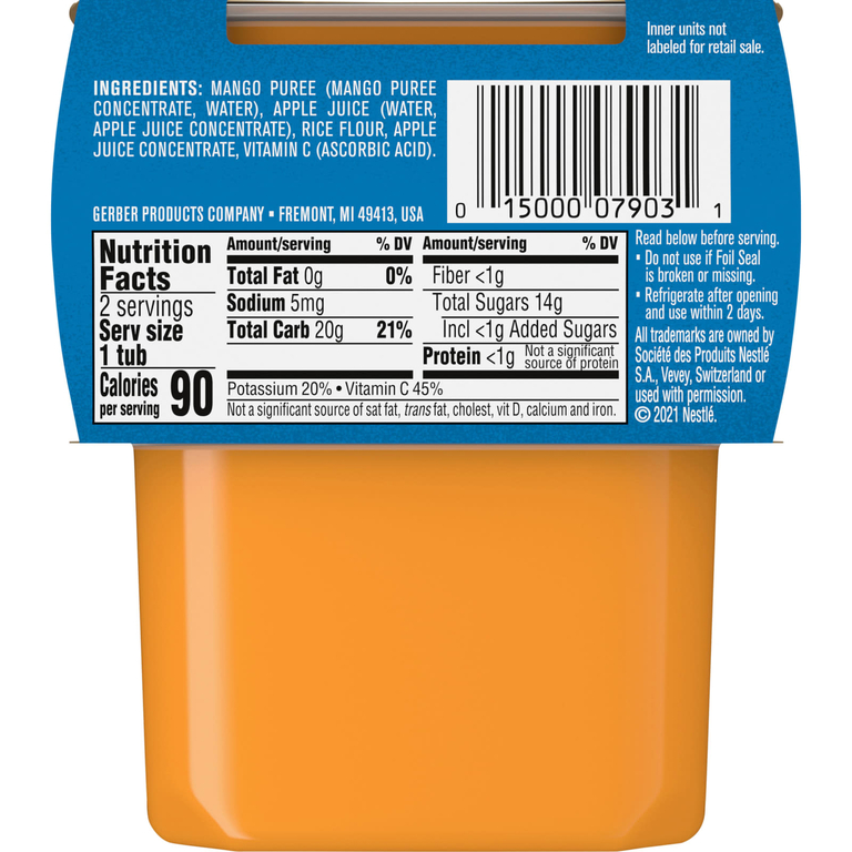 Gerber, Snacks For Baby, 2nd Foods, манго и яблоко, 2 пакетика, 113 г (4 унции) (Товар снят с продажи) 