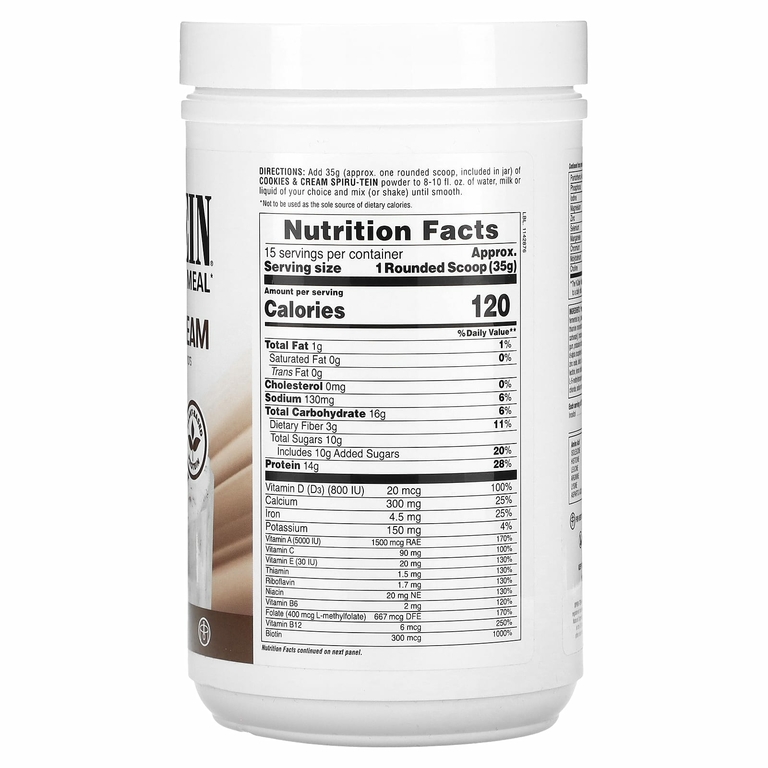 NaturesPlus, Spiru-Tein, протеиновый порошок, печенье и сливки, 525 г (1,15 фунта)