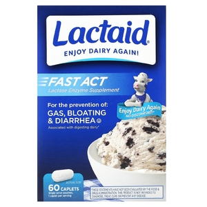 Lactaid, Fast Act, добавка с ферментом лактазой, 60 капсул (Товар снят с продажи) 