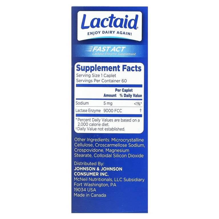 Lactaid, Fast Act, добавка с ферментом лактазой, 60 капсул (Товар снят с продажи) 