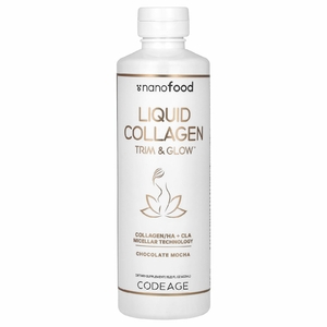 Codeage, Nanofood, жидкий коллаген, Trim & Glow, шоколад и мокко, 450 мл (15,22 жидк. унции)
