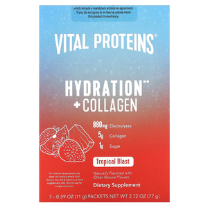 Vital Proteins, Hydration + Collagen, Tropical Blast, 7 пакетиков по 11 г (0,39 унции) (Товар снят с продажи) 
