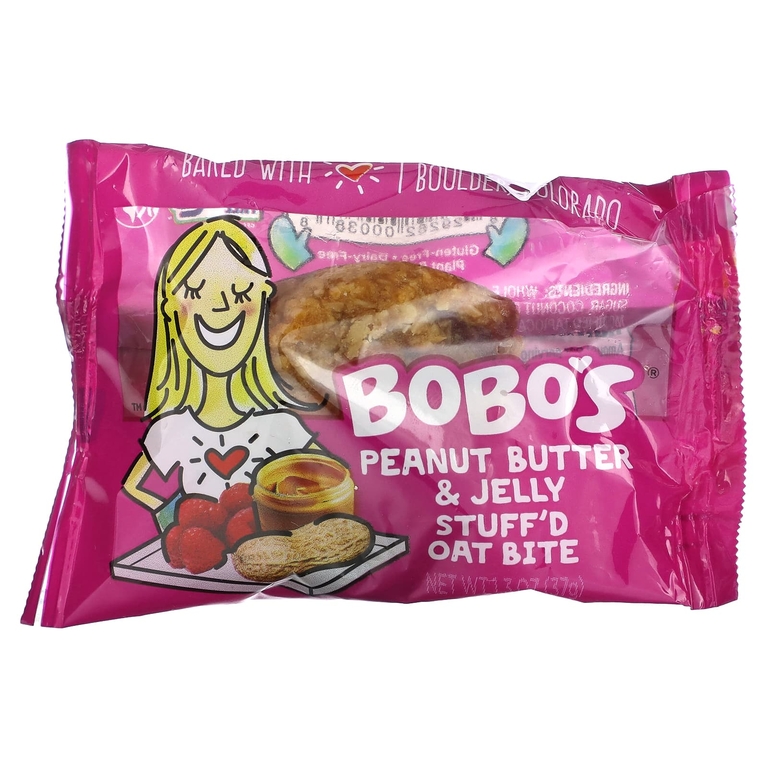Bobo's Oat Bars, Овсяные кусочки с начинкой, арахисовая паста и желе, 5 кусочков, 37 г (1,3 унции)