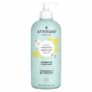 ATTITUDE, Для детей, овсянка, натуральное средство для чувствительной кожи, шампунь и гель для душа, без запаха, 473 мл (16 жидк. унц.) (Товар снят с продажи) 
