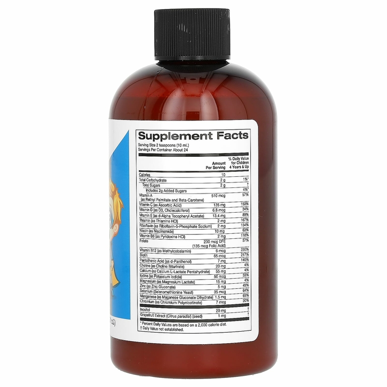 California Gold Nutrition, жидкие мультивитамины и минералы с кальцием, витаминами B12, C и D3 для детей, без спирта, натуральный вкус апельсин и манго, 237 мл (8 жидк. унций)