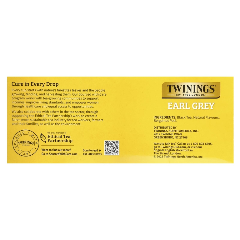 Twinings, Черный чай Earl Grey, 100 чайных пакетиков, 200 г (7,05 унции)