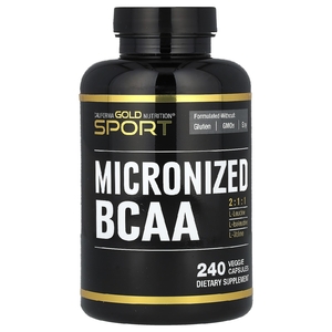 California Gold Nutrition, Sport, микронизированные аминокислоты с разветвленной цепью (BCAA), аминокислоты с разветвленной цепью, 240 растительных капсул