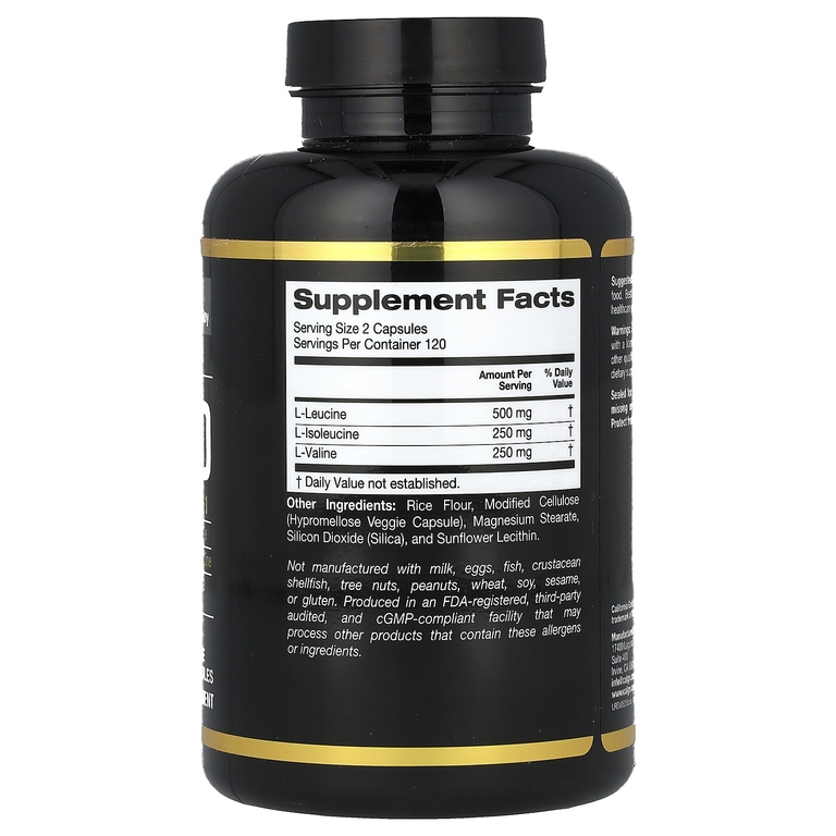 California Gold Nutrition, Sport, микронизированные аминокислоты с разветвленной цепью (BCAA), аминокислоты с разветвленной цепью, 240 растительных капсул