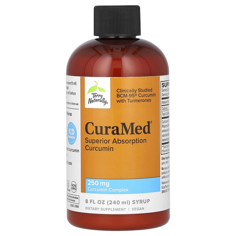 Terry Naturally, CuraMed, сироп, куркумин с улучшенной усвояемостью, 250 мг, 240 мл (8 жидк. унций)