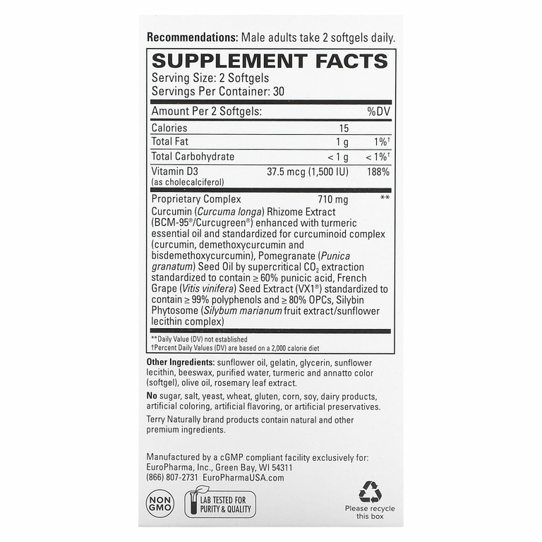 Terry Naturally, Healthy PSA Levels, 60 мягких таблеток (Товар снят с продажи) 