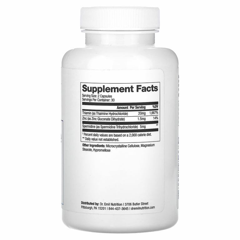 Dr. Emil Nutrition, спермидин, 5 мг, 60 капсул (2,5 мг в 1 капсуле)