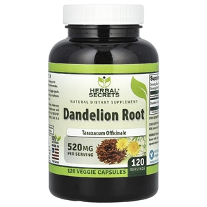 Herbal Secrets, Корень одуванчика, 520 мг, 120 растительных капсул