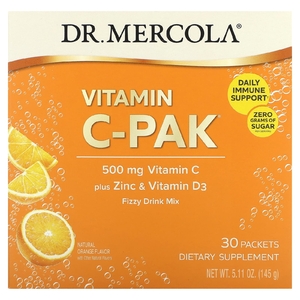 Dr. Mercola, Витамин C-PAK, натуральный апельсин, 500 мг, 30 пакетиков по 4,84 г (0,17 унции)