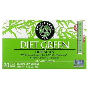 Triple Leaf Tea, диетический зеленый травяной чай, без кофеина, 20 чайных пакетиков, 33 г (1,16 унции)
