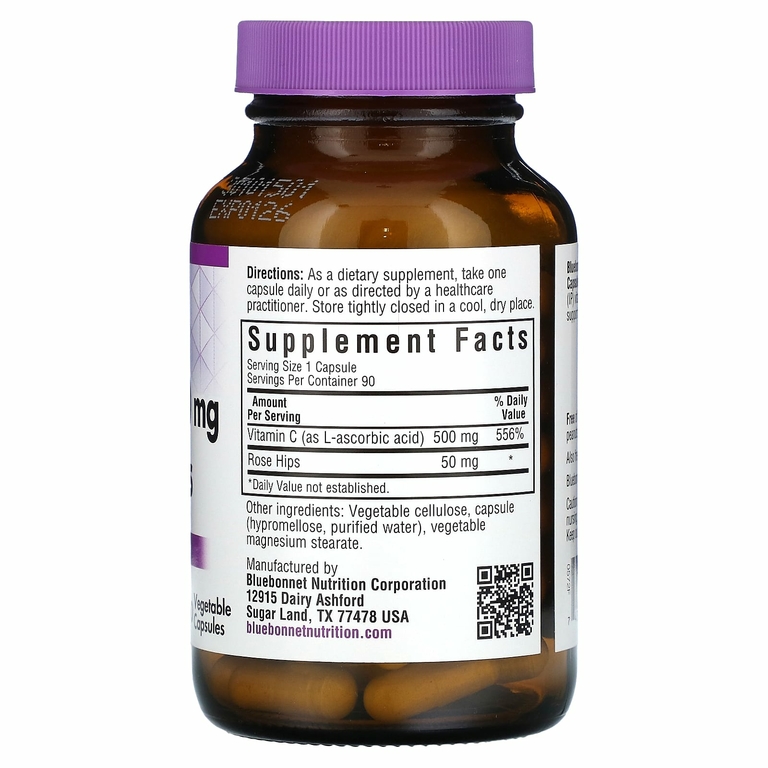 Bluebonnet Nutrition, 500 мг витамина C и шиповник, 90 растительных капсул (Товар снят с продажи) 
