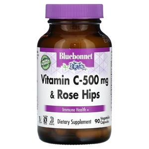 Bluebonnet Nutrition, 500 мг витамина C и шиповник, 90 растительных капсул (Товар снят с продажи) 