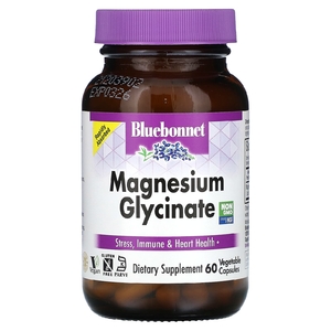 Bluebonnet Nutrition, Глицинат магния, 60 растительных капсул (100 мг на капсулу)