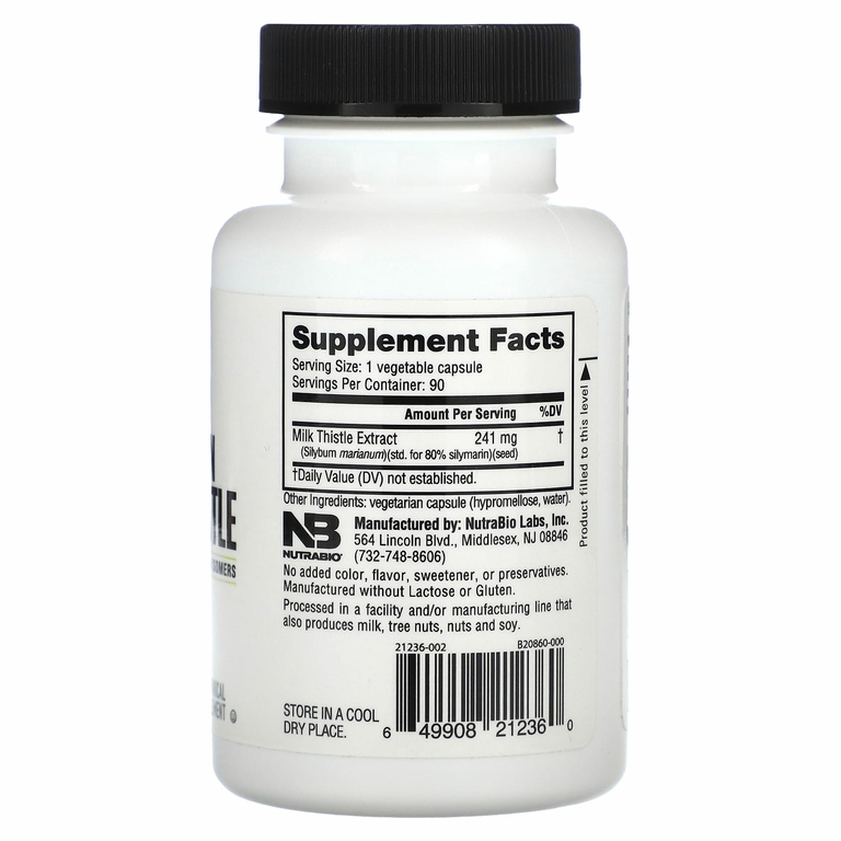 NutraBio, Расторопша (расторопша), 90 капсул (241 мг на капсулу)