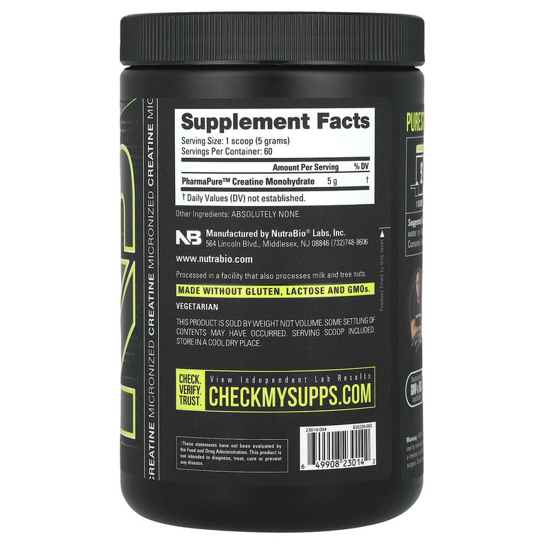 NutraBio, Микронизированный моногидрат креатина, 300 г (10,6 унции)
