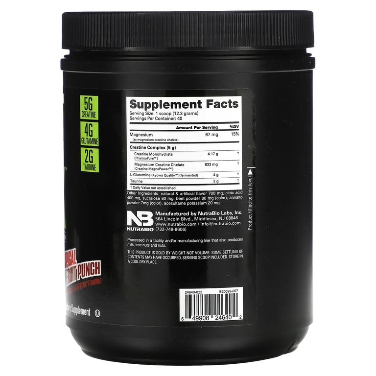 NutraBio, CGT MAX, пунш из тропических фруктов, 491 г (1,1 фунта)