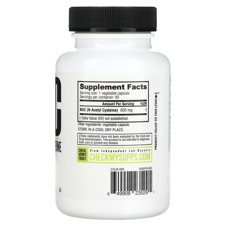 NutraBio, NAC, 600 мг, 90 растительных капсул