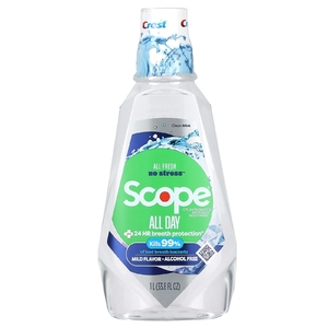 Crest, Scope, жидкость для полоскания рта на весь день, без спирта, чистая мята, 1 л (33,8 жидк. унц.) (Товар снят с продажи) 