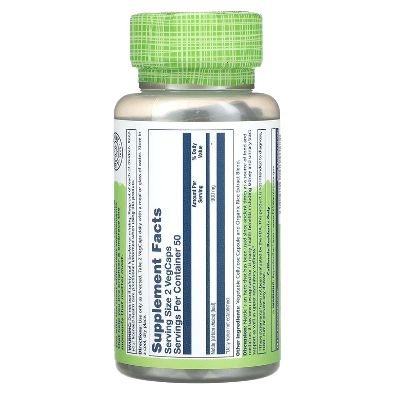 Solaray, Крапива True Herbs, 100 вегетарианских капсул (300 мг на капсулу)