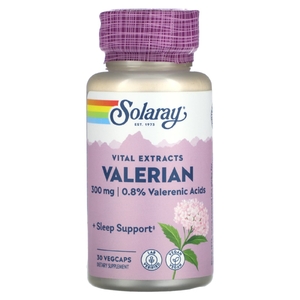 Solaray, Vital Extracts, валериана, 30 растительных капсул