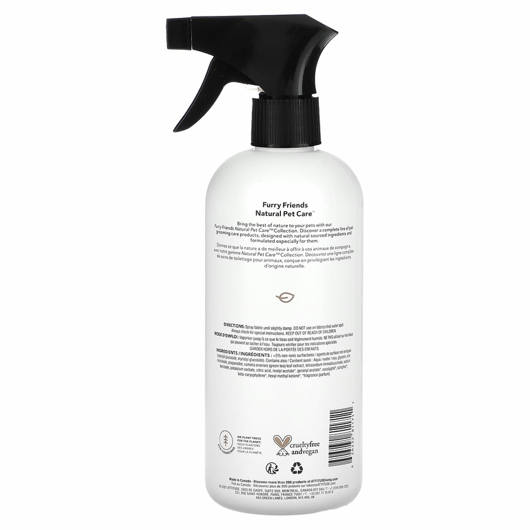 ATTITUDE, Furry Friends, Natural Pet Care, освежитель тканей, лаванда, 473 мл (16 жидк. унц.)