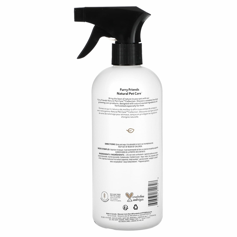 ATTITUDE, Furry Friends, Natural Pet Care, очищающее средство для всех поверхностей, лаванда, 473 мл (16 жидк. унц.)