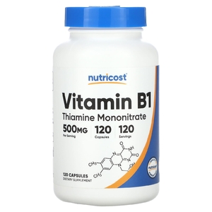 Nutricost, Витамин B1, 500 мг, 120 капсул (Товар снят с продажи) 