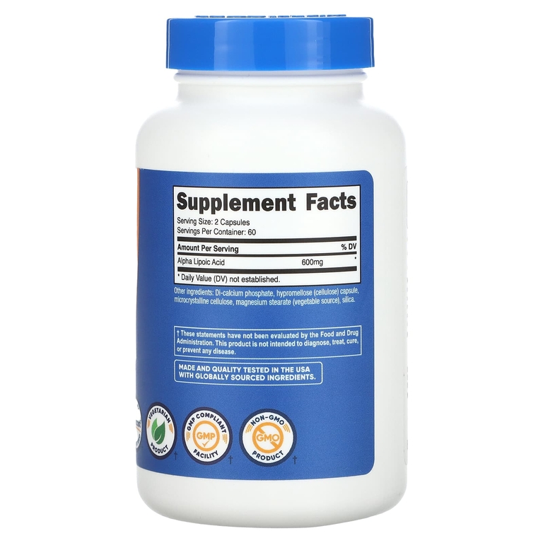 Nutricost, альфа-липоевая кислота, 120 капсул (300 мг в 1 капсуле)