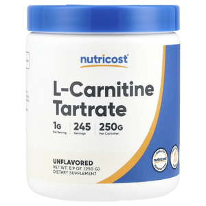 Nutricost, L-карнитин тартрат, без добавок, 250 г (8,9 унции) (Товар снят с продажи) 