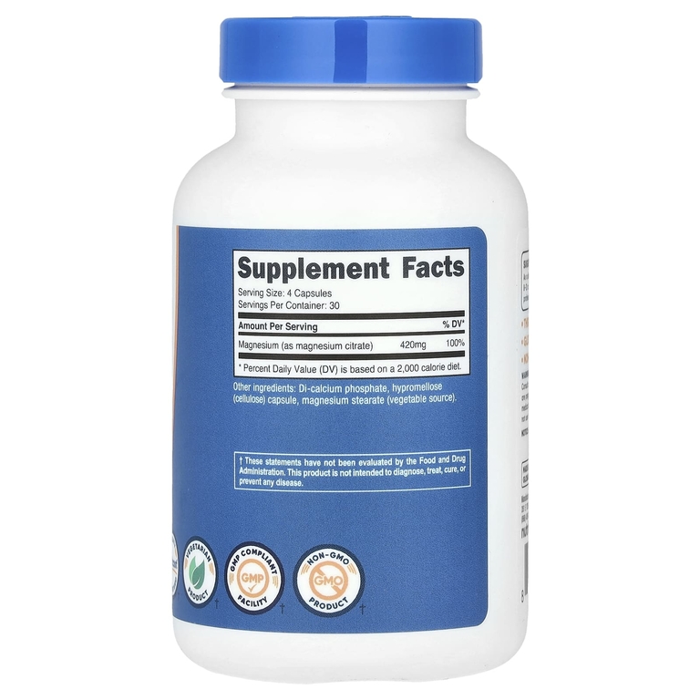 Nutricost, Цитрат магния, 120 капсул (105 мг на капсулу)