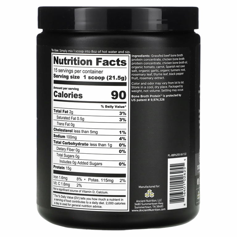 Ancient Nutrition, Bone Broth Protein, куриный суп, 323 г (11,4 унции)