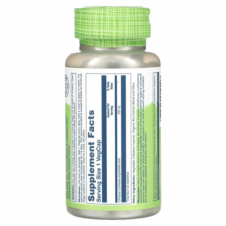 Solaray, True Herbs, эхинацея узколистная, 450 мг, 100 растительных капсул (Товар снят с продажи) 