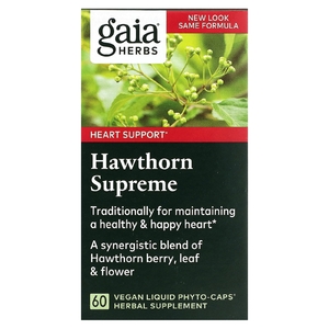 Gaia Herbs, боярышник, 60 веганских капсул с фитокапсулами (500 мг в 1 капсуле)