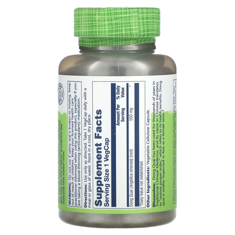 Solaray, True Herbs, Dong Quai, 550 мг, 180 растительных капсул
