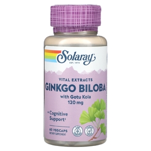 Solaray, Vital Extracts, гинкго билоба с готу кола, 60 растительных капсул