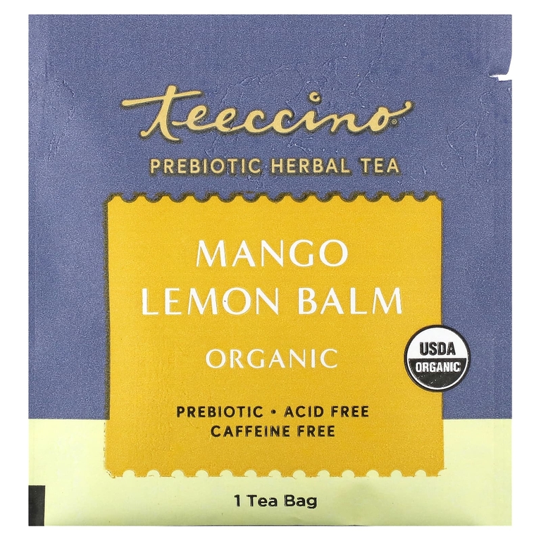 Teeccino, Органический пребиотический травяной чай, мелисса, манго и лимон, без кофеина, 10 чайных пакетиков, 60 г (2,12 унции) (Товар снят с продажи) 