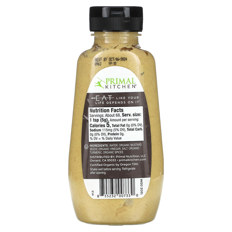 Primal Kitchen, Органическая дижонская горчица, 340 г (12 унций)