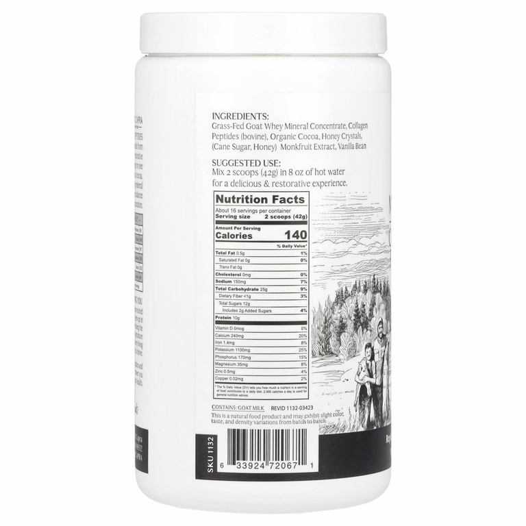 Mt. Capra, Clean Minerals с пептидами коллагена, горячее какао, 675 г (23,8 унции)