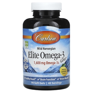Carlson, Wild Norwegian, Elite Omega-3 Gems®, натуральный лимонный вкус, 90 мягких таблеток