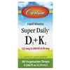 Carlson, Super Daily® D3 + K2, 125 мкг (5000 МЕ) и 90 мкг, 2,54 мл (0,086 жидк. унции)