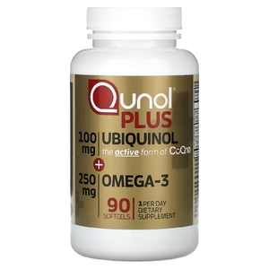 Qunol, Плюс убихинол и омега-3, 100 мг + 250 мг, 90 мягких таблеток