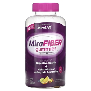 MiraLAX, MiraFiber, клубника, яблоко, виноград, вишня, апельсин и лимон`` 72 жевательные мармеладки