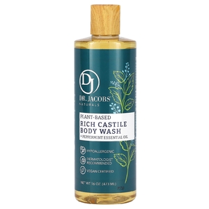 Dr. Jacobs Naturals, Гель для душа на растительной основе, эфирное масло перечной мяты, 473 мл (16 унций)