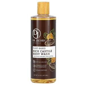 Dr. Jacobs Naturals, насыщенный кастильский гель для душа, органическое масло ши, закупленное на основе растительных ингредиентов, 473 мл (16 унций)